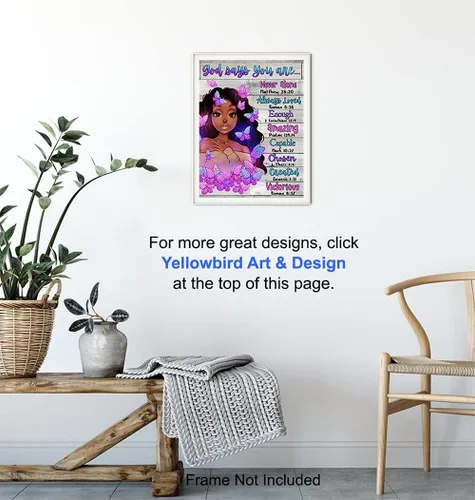 Vista 5 de Arte de pared y decoración de niña negra, póster con imagen de mujeres afroamericanas, mujeres, adolescentes, lindas afirmaciones positivas, regalos