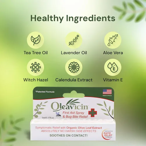 Vista 5 de Oleavicin Spray de primeros auxilios y alivio de picaduras de insectos, 1 paquete, extracto de hoja de olivo orgánico, alivio de acción rápida
