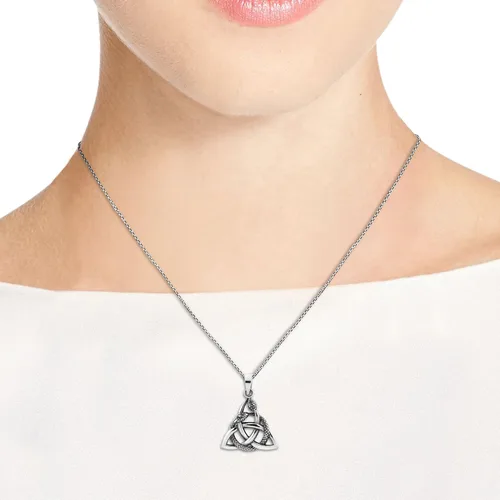 Vista 6 de AeraVida Collar con colgante de plata de ley 925 con nudo de triquetra o Trinidad de serpientes entretejidas Collar de Acción de Gracias, Metal