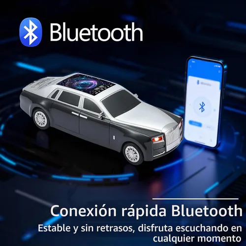 Vista 3 de Altavoz Bluetooth de lujo para automóvil con luz ambiental LED, efecto de sonido HD, salida multipuerto, altavoz Bluetooth con radio FM, regalo