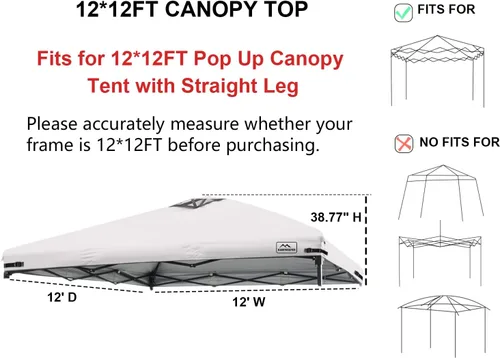 Vista 18 de KAMPKEEPER Cubierta de Repuesto Superior para Carpa Toldo Emergente con Ventilación de Aire y Correa Elástica Ajustable, Poliéster Resistente a Azul