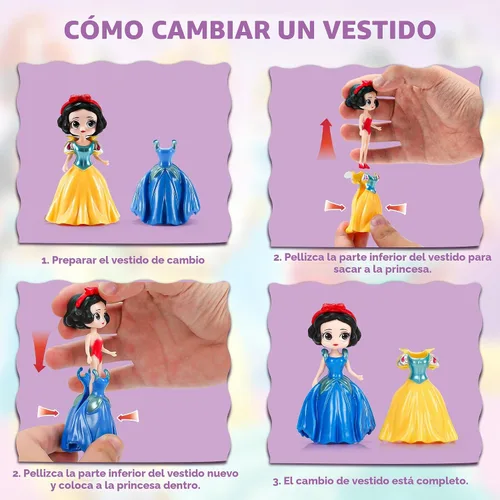 Vista 4 de Juguete de princesa para niñas, 12 princesas con 24 piezas de ropa, juguetes transformables de princesa, idea decorativa perfecta