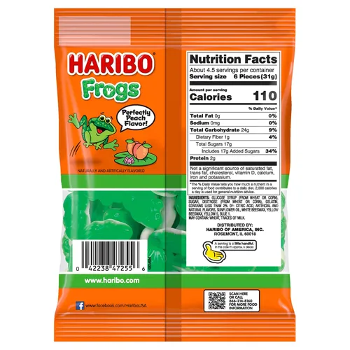 Vista 2 de Haribo Caramelos de goma, ranas, 5 onzas