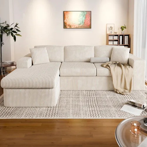 Vista 3 de Vongrasig Sofá modular sin hueso de 105 pulgadas para sala de estar, sofás modulares con diván en forma de L, cómodo sofá nube de espuma