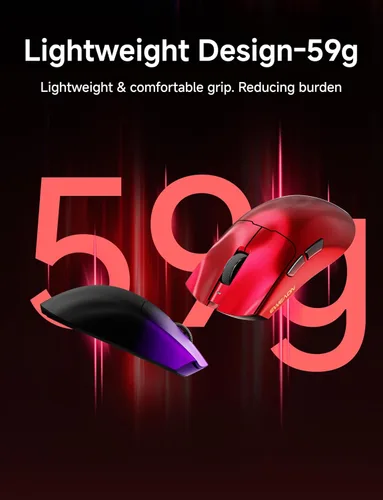 Vista 8 de Mouse inalámbrico para juegos S9 Pro, mouse ergonómico de computadora 59G, modos triples, sondeo de 8K, DPI de 26 K, sensor óptico PAW3395