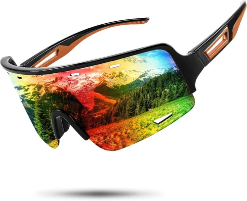Vista 10 de FEISEDY Gafas de sol deportivas para ciclismo, gafas de béisbol para jóvenes, adolescentes, protección UV400 B2974 Negro-Azul
