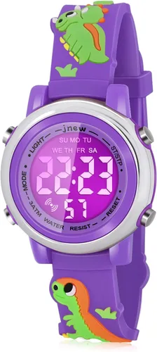 Vista 12 de Viposoon Relojes para niños con alarma impermeable, regalos de dinosaurios para niños y niñas de 3 a 10 años Verde militar