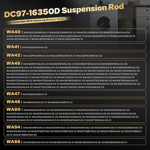 Vista 5 de Varillas de suspensión para lavadora para Samsung WA50T5300AC/US WA50R5400AV/US WA45T3400AW/A4 WA50R5200AW/US WA45N3050AW/A4, Reemplace las varillas