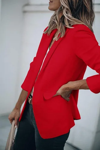 Vista 4 de Cicy Bell Blazers casuales femeninos con abertura frontal y manga larga chaquetas y blazers para trabajo de oficina