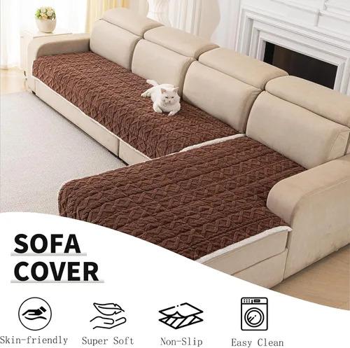 Vista 2 de Funda de sofá modular de felpa para mascotas, 2 fundas de sofá en forma de L para gatos y perros, funda lavable para sofá, protector de muebles