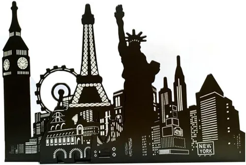 Vista 9 de Famoso monumento de Europa y América, sujetalibros decorativos de metal de hierro, organizador de libros para biblioteca, escuela, oficina, hogar