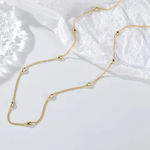 Vista 4 de Gold Chain Necklace for Women, Dainty Paperclip Bead Pearl Chain Choker Necklaces Trendy Jewelry for Her