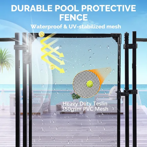Vista 6 de VINGLI Puerta de valla de piscina autoenganchable, valla de seguridad para piscina enterrada con bisagra de cierre automático, barrera de seguridad