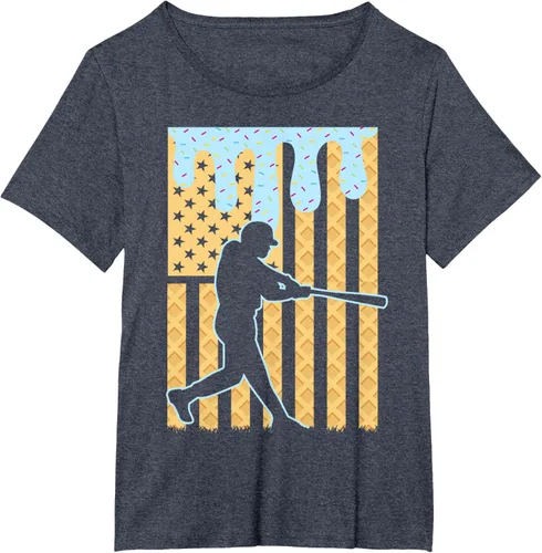 Vista 54 de Camiseta de béisbol Drip Boys Dripping Ice Cream Baseball American Flag, Negro -, Pequeña