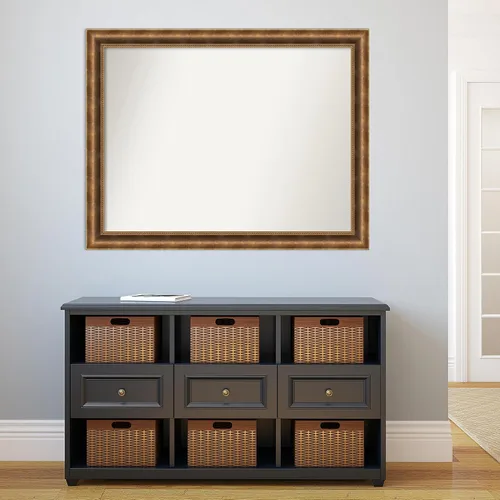 Vista 987 de Amanti Art Espejo de pared personalizado no biselado (25 x 25 pulgadas), marco de bronce acentuado, varios tamaños personalizados, espejo de baño