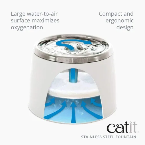 Vista 7 de Catit Fuente de agua para gatos de acero inoxidable fresca y transparente, 50023