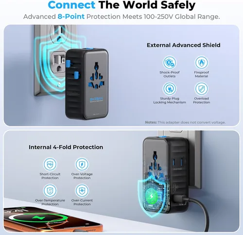 Vista 7 de Aura 25W GaN Adaptador de viaje universal ultrafino