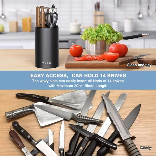 Vista 4 de Cookit - Bloque de cuchillos sin cuchillos, solo bloque redondo universal para cuchillos, soporte de cuchillos desmontable para una fácil limpieza