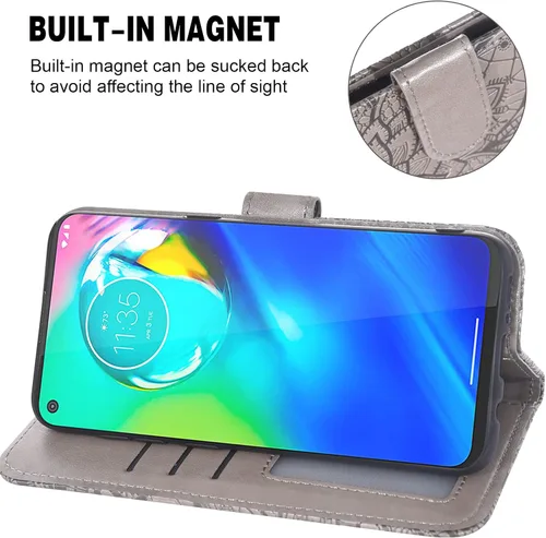 Vista 4 de Asuwish Funda compatible con Moto G Power 2020 y protector de pantalla de vidrio templado, accesorios de celda, soporte para tarjetas, soporte
