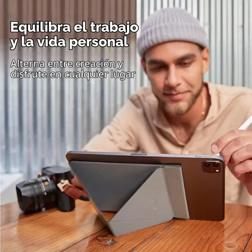 Vista 3 de MOFT Soporte delgado invisible para tableta, diseño ajustable y plegable, compatible con tabletas de hasta 7.9-9.7 pulgadas, versión adhesiva, gris