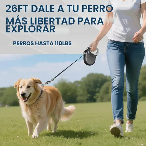 Vista 7 de Correa retráctil mejorada para perros grandes de hasta 110.2 lbs, cinta