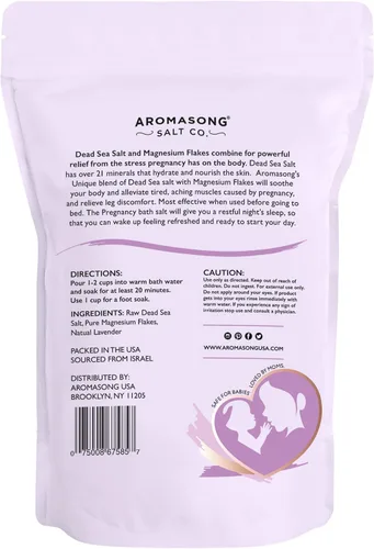 Vista 9 de Aromasong Baño de embarazo remojo de 3 libras – 100% escamas de magnesio puro con 21 minerales esenciales del mar muerto y lavanda natural, mejor