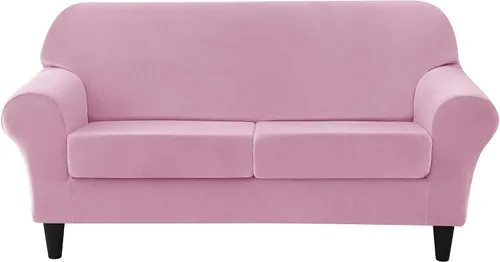 Vista 54 de CONRUSER Funda elástica para sofá, funda de terciopelo suave para sofá de un solo asiento con funda de cojín, protector de muebles (beige, talla S)