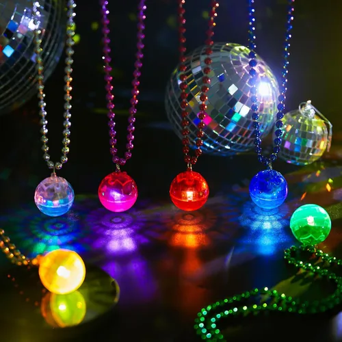 Vista 4 de Henoyso - 6 collares de discoteca iluminados para Halloween, colores mezclados Color mixto