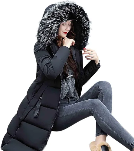 Vista 6 de Abrigo de invierno de moda 2022 para mujer, con cremallera, acolchado, acolchado, de forro polar sherpa de gran tamaño para mujer