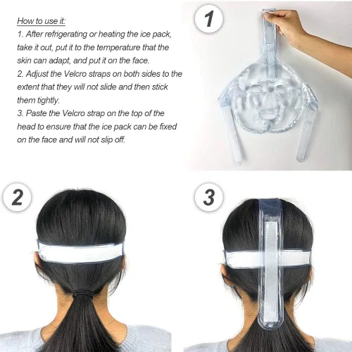 Vista 3 de Paquete de hielo facial/máscara de hielo para alivio facial y ATM, paquete de gel frío caliente reutilizable para recuperación poscirugía, ojos