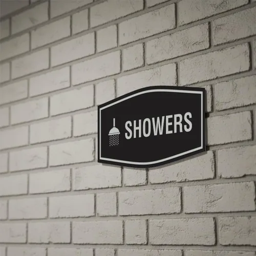 Vista 4 de Fancy Showers - Letrero (negro/plateado), tamaño mediano