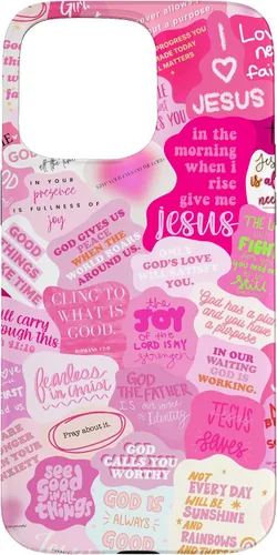 Vista 28 de Funda estética para iPhone 16 con versículos bíblicos cristianos con citas positivas