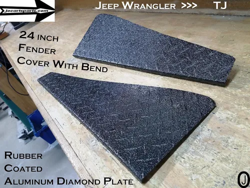 Vista 2 de Se adapta a Jeeep Wrangler TJ Placa de diamante de aluminio de 24 pulgadas cubiertas de guardabarros con curva (negro)