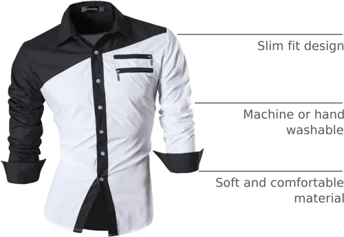 Vista 98 de JZS041, camisa de vestir de manga larga para hombre