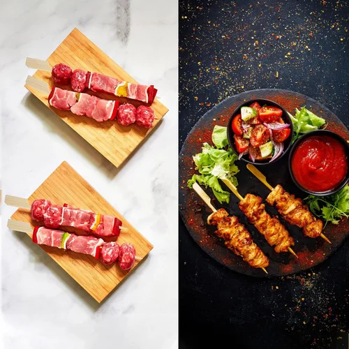 Vista 3 de 200 pinchos de bambú de 4.7 pulgadas para aperitivos, palillos de madera para cócteles, aperitivos, bocadillos de frutas, sándwich, aperitivos