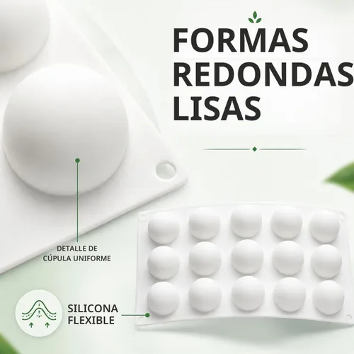 Vista 3 de Molde de esfera de silicona de 15 cavidades, 1.65 pulgadas Mini molde redondo para pastel de mousse para chocolate, trufas, gelatina, pudín y helado