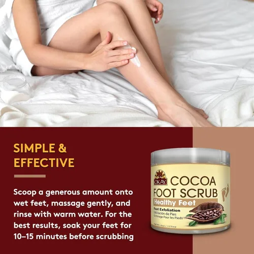 Vista 3 de OKAY Exfoliante para pies de manteca de cacao natural, 6 onzas