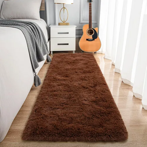 Vista 117 de Noahas Alfombras de Área Grandes y Esponjosas de 5x8 pies para Sala de Estar y Dormitorio, Alfombra Gruesa de Pelo Largo Beige y Blanca, Alfombra