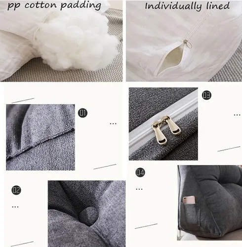 Vista 3 de EORNOW Almohada de cuña para cabecero, almohada de lectura de cuña para cama/sofá, cojín triangular para respaldo grande con funda extraíble