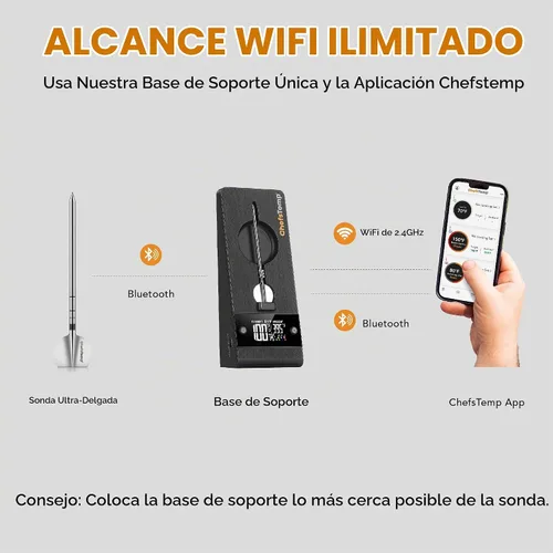 Vista 5 de ChefsTemp Termómetro inalámbrico para carne ProTemp 2 Plus con sonda