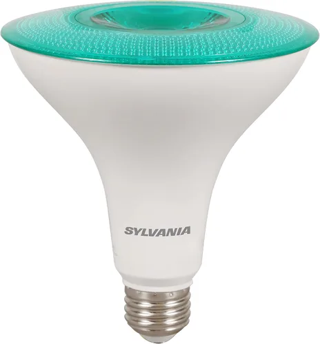 Vista 2 de Sylvania LED Flood PAR38 - Bombilla verde, eficiente de 9 W, no regulable, 5 años, base mediana E26, 1 paquete (40829)