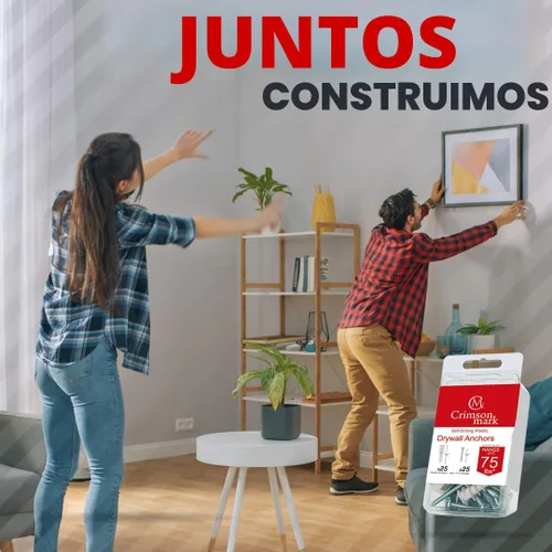 Vista 5 de CrimsonMark Juego de 20 anclajes y tornillos autoperforantes para paneles de yeso #8 x 1-1/4 pulgadas, soporta hasta 75 libras, no requiere agujeros