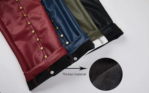 Vista 6 de Leggings de piel sintética para mujer, estilo gótico, punk, ajustados, de piel sintética, de tiro medio, con tachuelas, pantalones ajustados