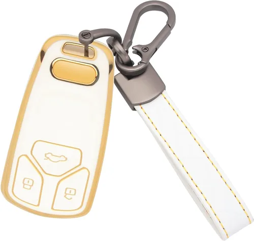 Vista 10 de Xotic Tech - Funda protectora de TPU con 3 botones de protección completa para llave sin llave, control remoto, con llavero compatible con Audi A3