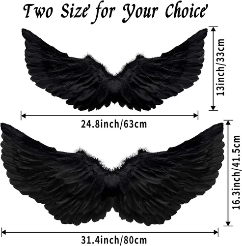 Vista 2 de Alas de ángel, alas de ángel y halo para mujer, disfraz de disfraz de Navidad y Halloween Negro