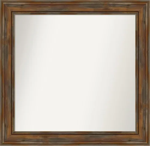 Vista 55 de Amanti Art Espejo de baño marrón para sobre fregadero, 26 x 26 pulgadas, espejo de tocador cuadrado marrón rústico Alexandria, marco de madera