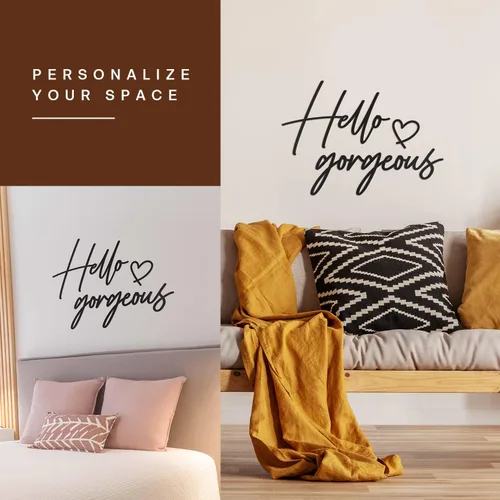 Vista 7 de Decoración de pared con texto en inglés «Hello Gorgeous Hello Gorgeous – 20 x 15 pulgadas, negro moderno y hermoso, letrero de «Hello Beautiful»