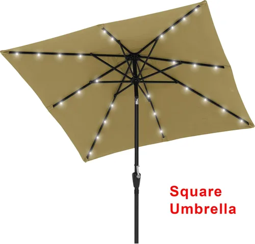 Vista 46 de ABCCANOPY Sombrillas solares duraderas para patio con 24 luces LED de 7.5 pies con 6 varillas resistentes (borgoña)