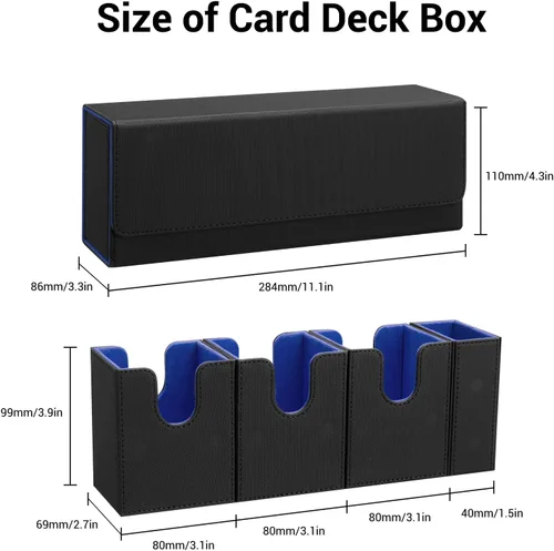 Vista 3 de Caja de cartas para MTG, 4 en 1 Commander Deck Box con bandeja de dados, caja de almacenamiento de tarjetas intercambiables con capacidad para más