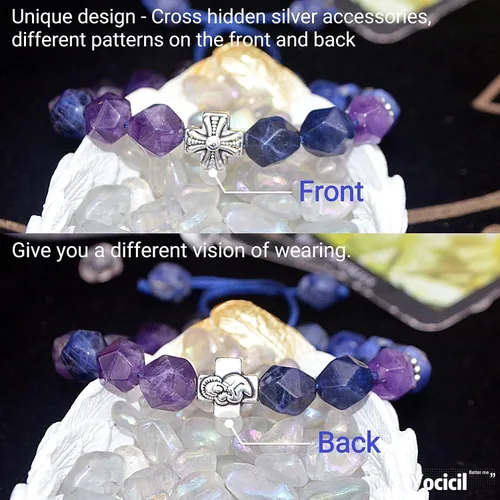 Vista 30 de Pulseras de la amistad, pulsera de obsidiana negra arcoíris para mujeres y hombres, 0.394 pulgadas (0.394 in), ojo de tigre, hematita y cristal